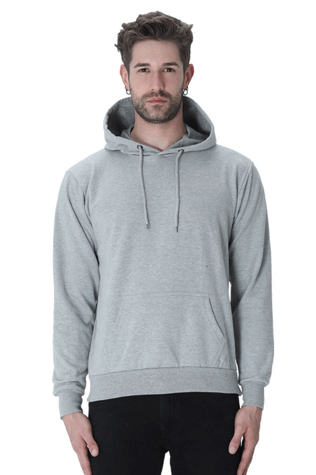 Unisex Grey Melange Cotton Hoodie